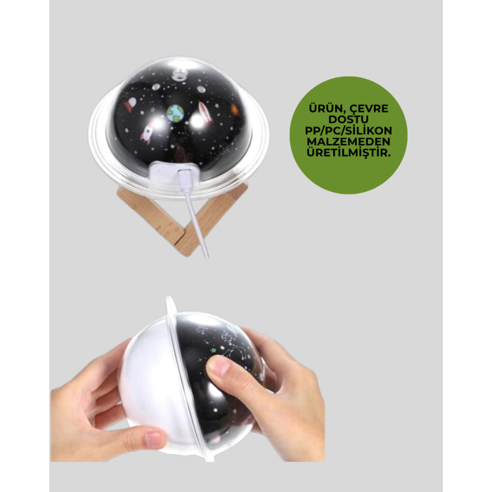 Projektör ışığı bulunan USB bağlantılı mini aromaterapi destekli hava nemlendirici - Lisinya