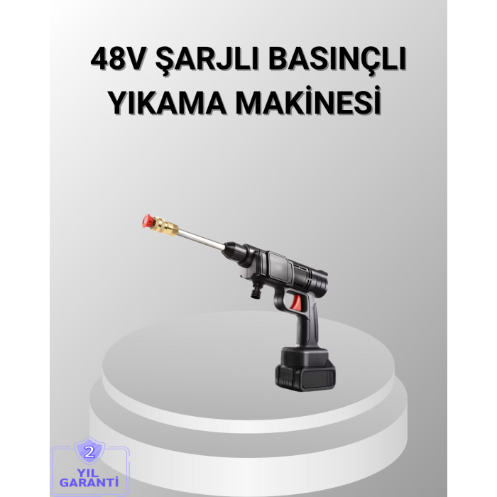 48V Kablosuz Yıkama Makinesi – 2 Pil, Köpük Tankı ve Ayarlanabilir - Lisinya