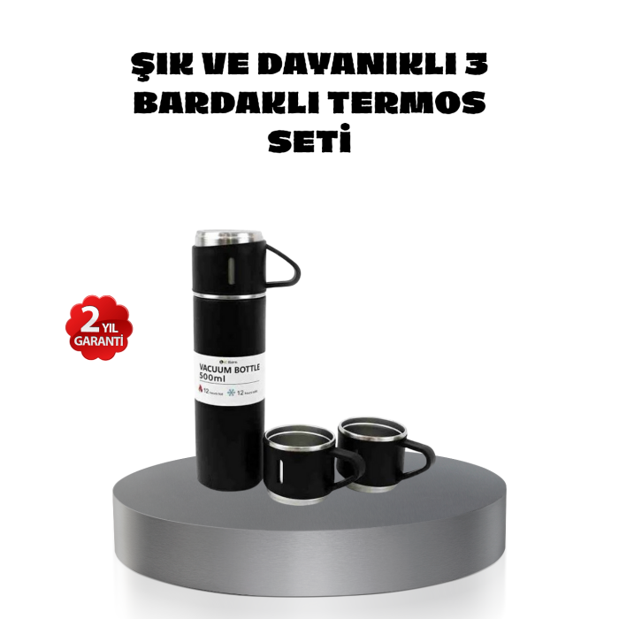 500 ml Paslanmaz Çelik Termos Seti – Sızdırmaz, Vakumlu, Isı Koruma Özellikli, Taşınabilir Termos - Lisinya