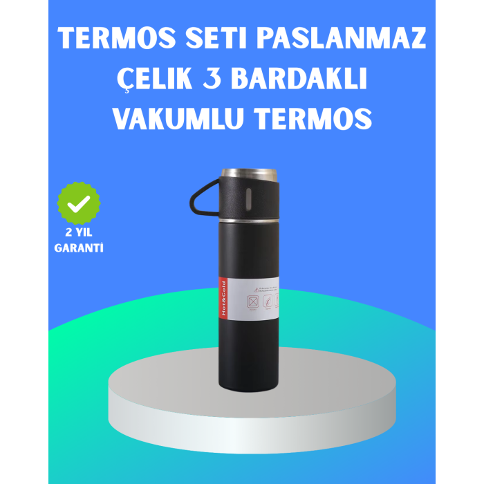 304 Çelik Termos Seti | 2 Bardaklı, 500 ml, Uzun Süre Isı Koruma - Lisinya