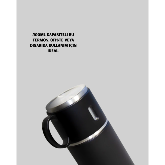 304 Çelik Termos Seti | 2 Bardaklı, 500 ml, Uzun Süre Isı Koruma - Lisinya