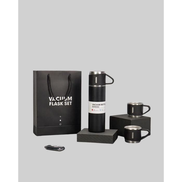 Paslanmaz Termos ve İkili Bardak Seti | 6-12 Saat Sıcak/Soğuk Tutma - Lisinya