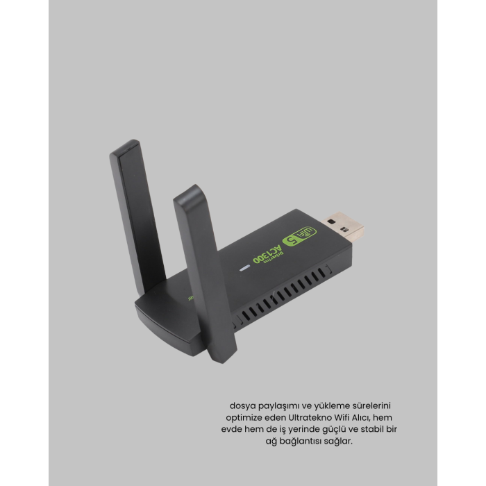 1200 Mbps Dual Band WiFi Adaptör – 5.8G & 2.4G Çift Antenli - Lisinya