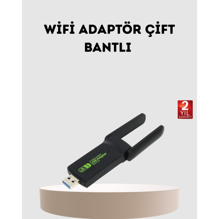 Ultratekno Dual Band WiFi Adaptör – 1200 Mbps, USB 3.0, Çift Antenli, Geniş Kapsama Alanı ve Yüksek Hız - Lisinya