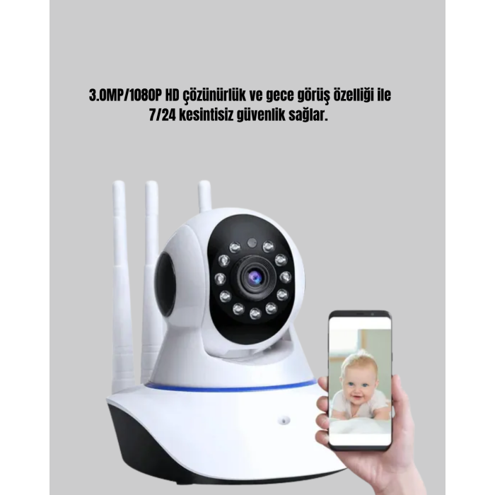 Full HD Akıllı IP Kamera – Gece Görüşlü, Hareket Sensörlü, Çift Yönlü Ses ve Online Kayıt Özellikli - Lisinya