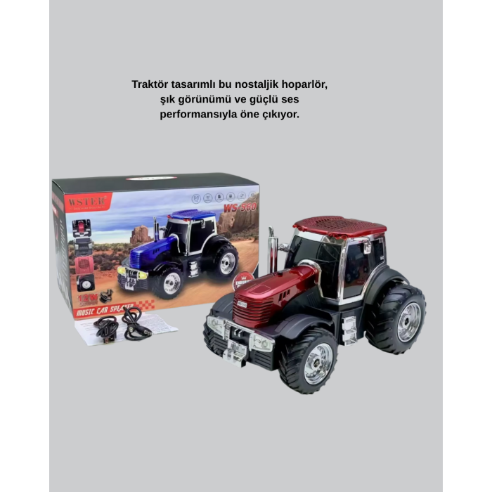 Traktör Tasarımlı Bluetooth Hoparlör 12W TWS Destekli Nostaljik Model - Lisinya