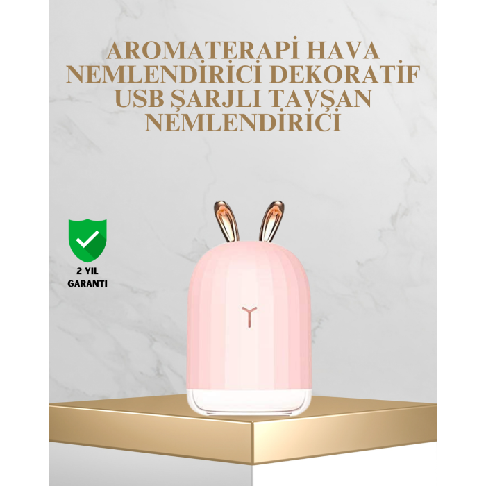 Tavşan Kulak Tasarımlı 200 ml USB Aroma Difüzör ve Hava Nemlendirici - Lisinya