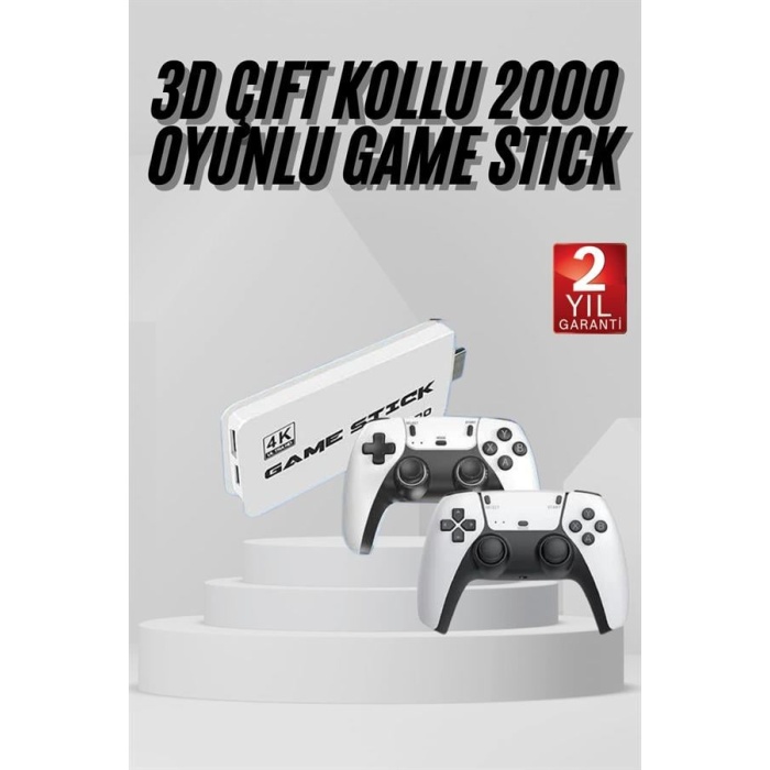 3D 4K 2000 Oyunlu Game Stick Oyun Konsolu Çift Konsol - Lisinya