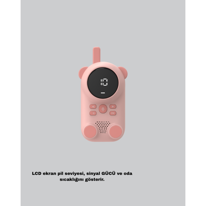 Şarjlı Bebek Telsizi Uzun Mesafe 22 Kanal LCD Ekran VOX Modu 400 mAh - Lisinya