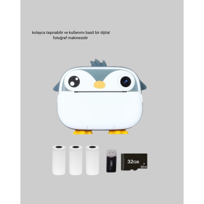 Termal Baskı Çocuk Kamerası HD Çekim USB Şarjlı Eğitici Oyuncak - Lisinya