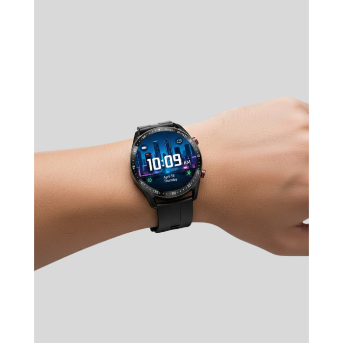 Akıllı Saat Titanyum Kasa Yuvarlak Ekran Alarm Uyku ve Sağlık Takibi Titreşimli - Lisinya