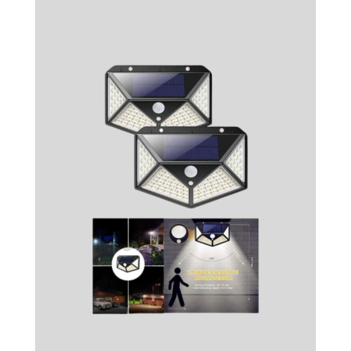 100 LED Solar Lamba Hareket Algılamalı Bahçe Duvar Dış Mekan Aydınlatma - Lisinya