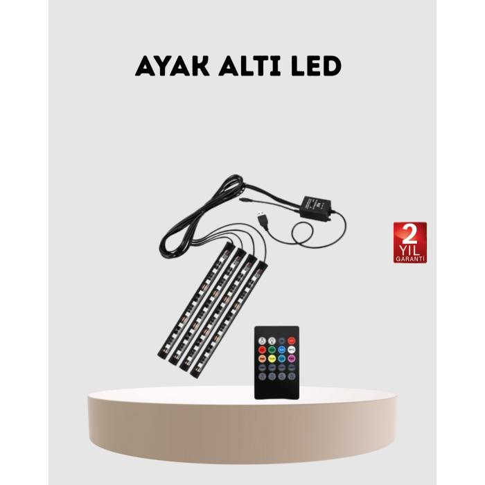 RGB Araç İçi LED Aydınlatma 12V 48 LED Müzik Kontrollü 4 Şerit Set - Lisinya