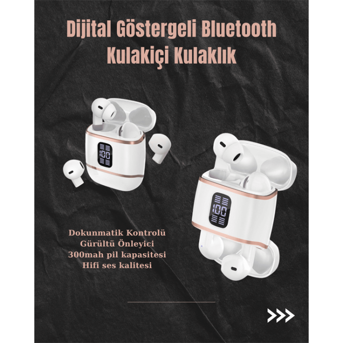 Dijital Göstergeli Bluetooth Kulakiçi Kulaklık – 4’lü Paket, Gürültü Engellemeli - Lisinya