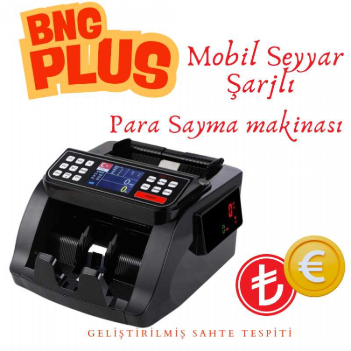 Bng Plus Mobil seyyar Şarjlı Para Sayma makinası TL / EURO