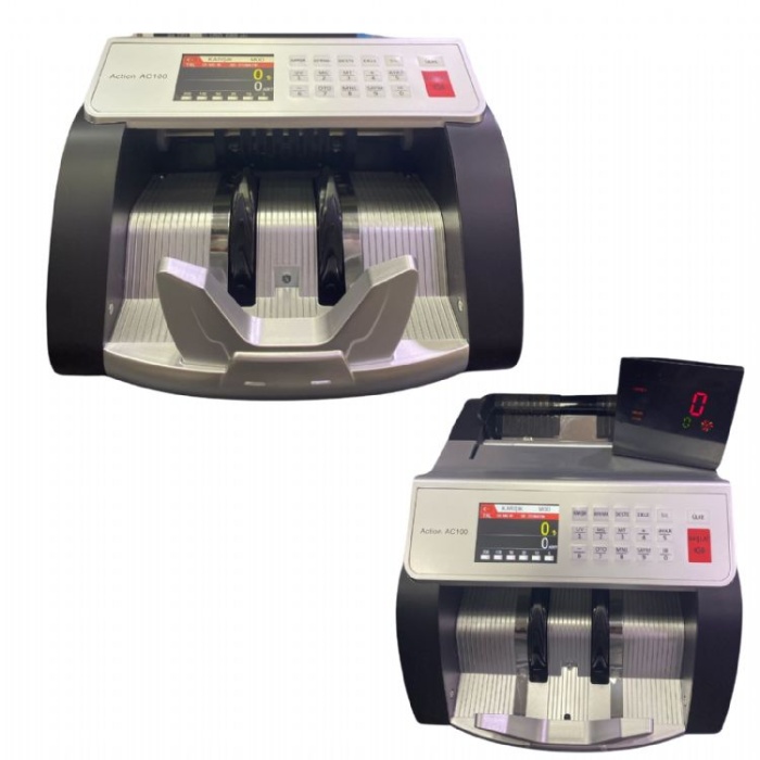 Action Ac100 Tl / Euro Kağıt Para Sayma Makinesi (Sesli Konuşma)  TL, EURO MODEL  Ürün açıklaması Özellikleri  1. Tam akıllı mod: otomatik Start, Stop ve Silme    2. Çoklu sahte algılama sensörü: UV,MG,IR,MT    3. Alarm mekanizması: sahte paralar geçtiğind