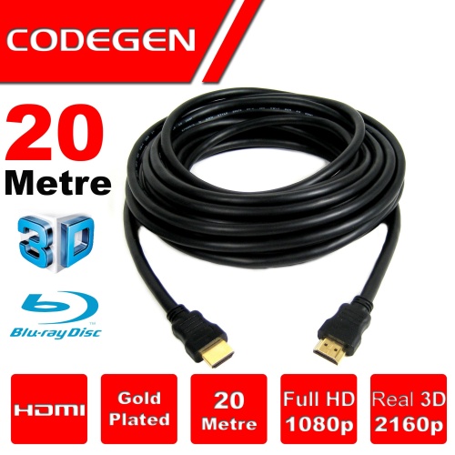 CODEGEN CPS200 20 Metre HDMI v1.4 20mt, 3D, Ağ Destekli, Altın Uçlu HDMI Kablo