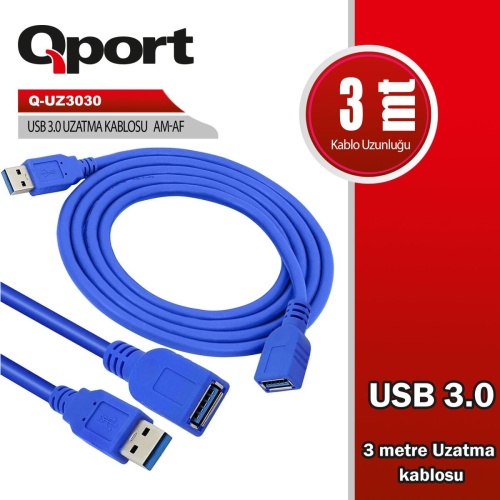 QPORT QPORT USB3.0 3MT UZATMA KABLOSU (Q-UZ3030)