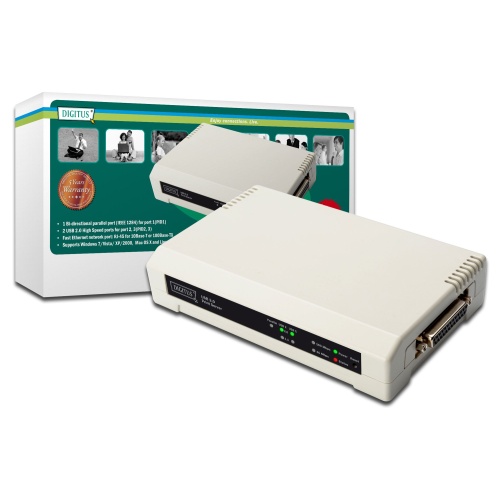 DIGITUS DN-13006-1 3 port Fast Ethernet Print Server, 2 x USB 2.0 port