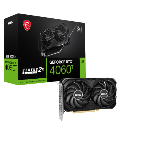 MSI  GEFORCE RTX 4060 Ti VENTUS 2X BLACK 8G OC GDDR6 8GB GDDR6 DP HDMI 128Bit