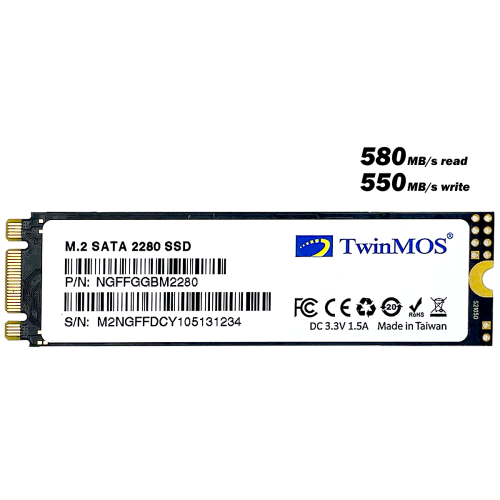 TWINMOS 1TB M.2 2280 SATA3 SSD (580Mb-550Mb/s) 3DNAND NGFFGGBM2280