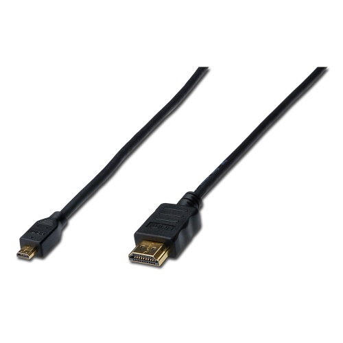 ASSMANN AK-330109-020-S HDMI High Speed with Ethernet Bağlantı Kablosu (HDMI 1.4), 2160p, 4K, HDMI Tip D (mikro) Erkek - HDMI Tip A Erkek, 2 metre, CU, AWG30, 3x zırhlı, UL, altın kaplama, siyah renk