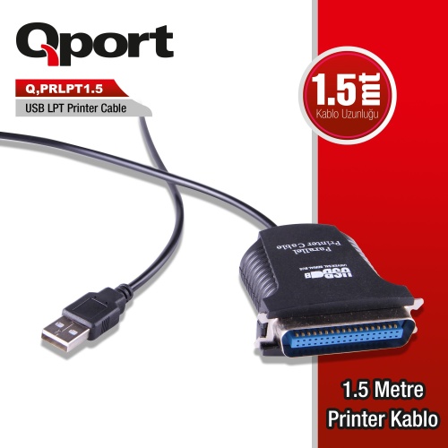 QPORT Q-PRLPT1_5  Q-PRLPT1.5 USB/LPT DÖNÜŞTÜRÜCÜ 1.5 METRE PRİNTER KABLOSU