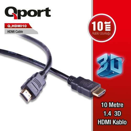 QPORT Q-HDMI10  Q-HDMI10 to HDMI10 1.4 3D 10 METRE ALTIN UÇLU KABLO