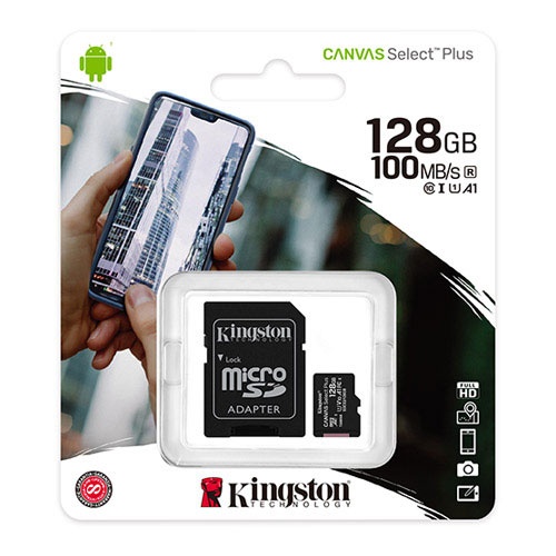 KINGSTON SDCS2/128GB 128GB microSDXC Canvas Select Plus 100R A1 C10 Card