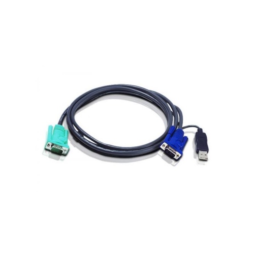 ATEN 2L-5202U USB KVM (Keyboard/Video Monitor/Mouse) Switch İçin Kablo, 1.80 metre, 1 x 15 pin SPHD erkek &lt;-&gt; 1 x Monitör 15 pin HDB erkek, 1 x Klavye / Mouse USB A erkek
