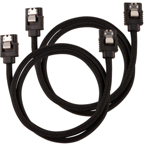 CORSAIR CC-8900252 Premium Sleeved SATA 6Gbps 60cm Cable — Black