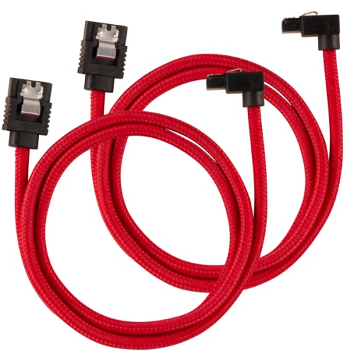 CORSAIR CC-8900284 Premium Sleeved SATA 6Gbps 60cm 90° Connector Cable — Red