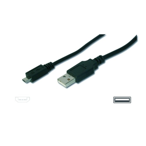 ASSMANN USB bağlantı kablosu, tip A-micro B M/M, 1.8m, USB 2.0 uyumlu, bl AK-300127-018-S