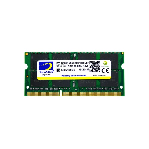 TWINMOS 4 GB DDR3 1600MHz  1.5V SODIMM (MDD34GB1600N)
