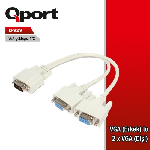 QPORT  q-v2v vga çoklayıcı kablo 1*2