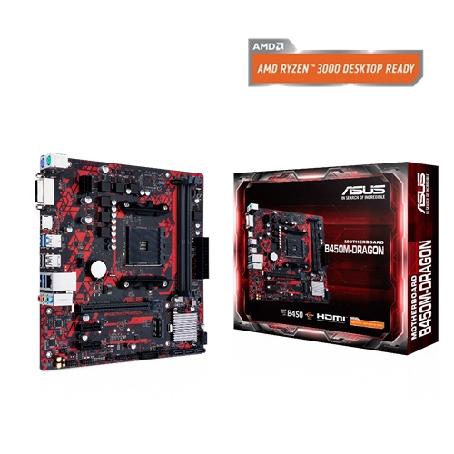 ASUS B450M-DRAGON AM4 DDR4 Ses+GLan HDMI/DVI Sata3 M2 USB3.1 mATX