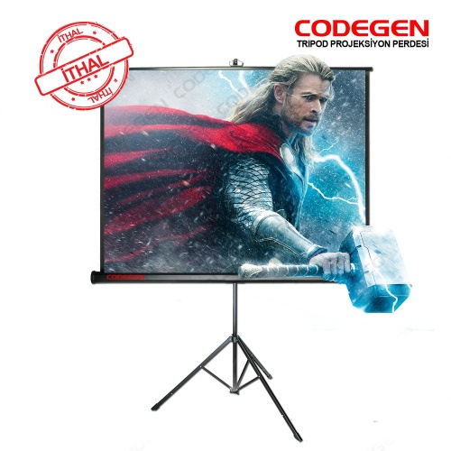 CODEGEN COD-TX-20 200x200 Tripod İthal Projeksiyon Perdesi (Arkası Siyah Fonlu)