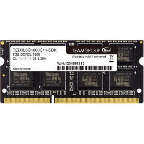 TEAM TED3L8G1600C11-S01 Elite 8GB (1x8GB) 1600MHz CL11 DDR3 Notebook SODIMM Ram