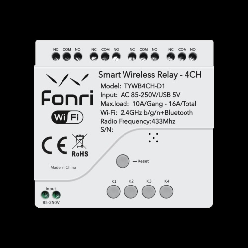 FONRI FONRİ WF3-TM4-0201-01 WIFI KABLOSUZ AKILLI KABLOSUZ RÖLE - 4 KANAL