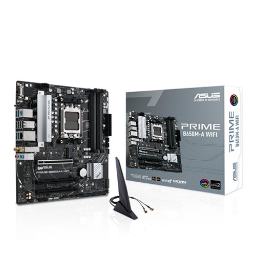 ASUS PRIME B650M-A WIFI AMD B650 AM5 DDR5 6400 DP HDMI VGA 2X M2 USB3.2 AX WİFİ BT AURA RGB 2.5GBİT LAN MATX 128GB AKADAR RAM DESTEĞİ  5X PROTECTION III