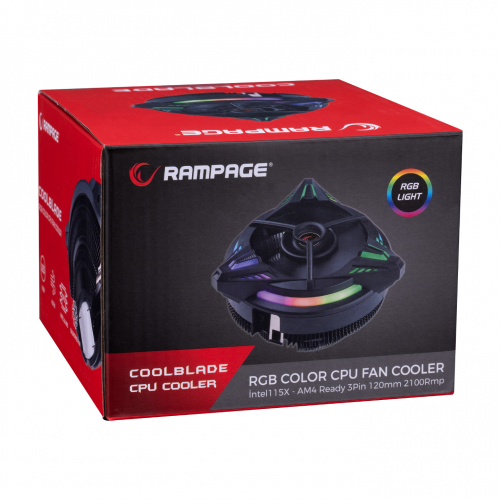 RAMPAGE RAMPAGE COOLBLADE RM-C03, Rainbow, 12cm, RGB CPU  Hava Soğutma (LGA775 - 115X - AMD - AM2 - AM2+ - AM3 - FM1 - AM4 - AM5)
