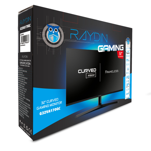 RAYDIN RAYDIN G32VA170QC , 32, 1ms, 170Hz, 2K Quad HD, HDMI, DP, USB, Hoparlör, VA LED, R1800 Curved, Frameless, Yükseklik Ayarlı, FreeSync Gaming Monitör