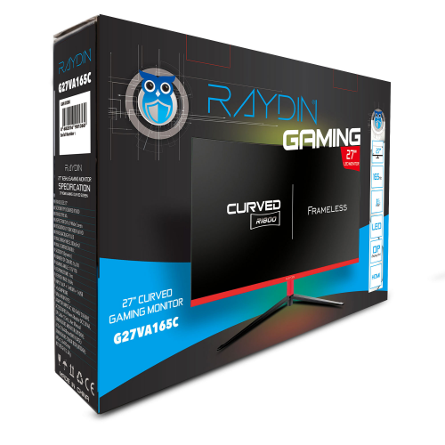 RAYDIN RAYDIN G27VA165C , 27 , 1ms, 165Hz, Full HD, HDMI, DP, USB, Hoparlör, VA LED, R1800 Curved, Frameless, FreeSync Gaming Monitör