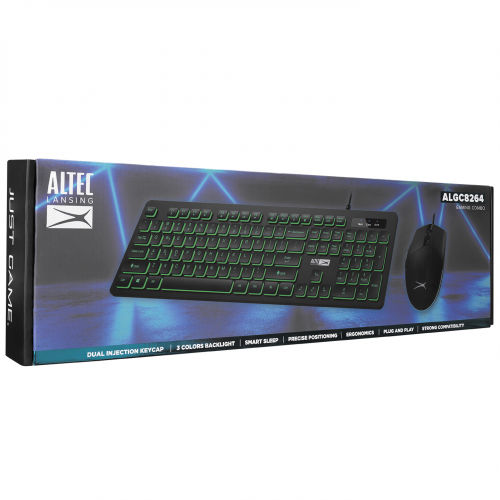 ALTEC LANSING Altec Lansing ALGC8264, Siyah, 3 Renkli, USB Kablolu, Multimedya Fonksiyonlu, Gaming Klavye+Mouse Set
