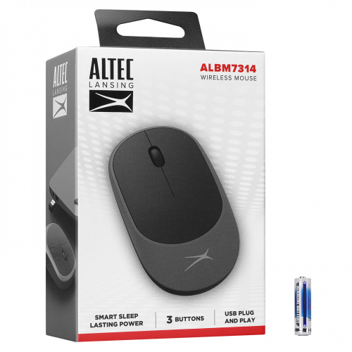 ALTEC LANSING Altec Lansing ALBM7314, Gri-Siyah, 2.4GHz USB,  1200DPI, Kablosuz Optik Mouse