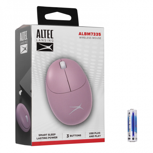ALTEC LANSING Altec Lansing ALBM7335, Pembe, 2.4GHz USB,  1200DPI, Kablosuz Optik Mouse