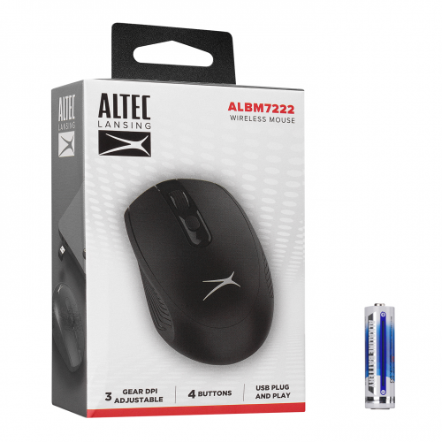 ALTEC LANSING Altec Lansing ALBM7222, Siyah, 2.4GHz USB,  1200DPI, Kablosuz Optik Mouse