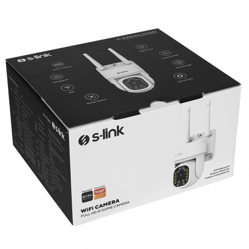 S-LINK S-LINK SL-PTZ03, Akıllı Güvenlik Kamerası, WiFi, 3Mpix, 2.8mm Lens, 25m. Gece Görüşü, Hareket algılama, İki Yönlü Ses, Micro SD Kartlı, TUYA Yazılım
