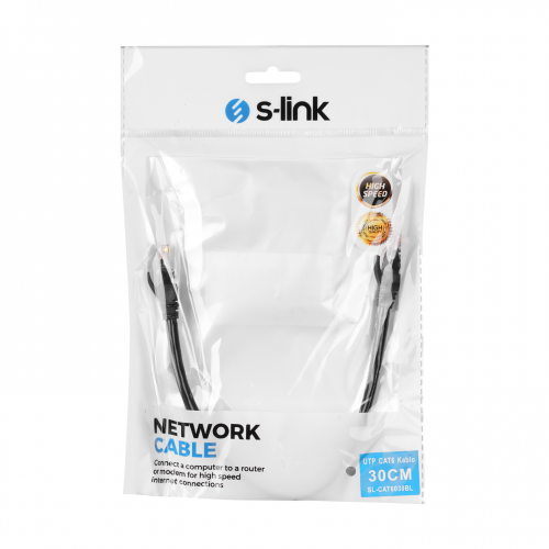 S-LINK S-Link SL-CAT6030 CAT6 Patch 30CM Kablo (Siyah)
