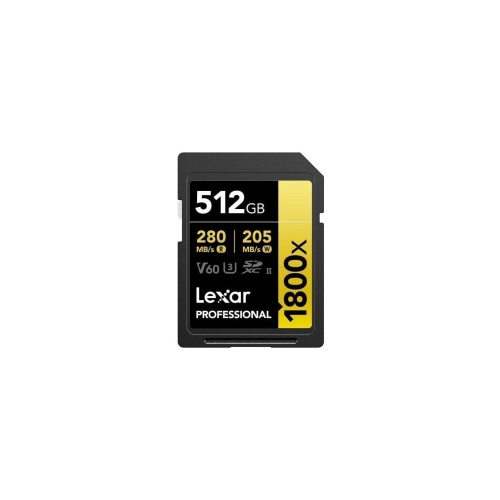 BIGBOY LEXAR 512GB LSD1800512G-BNNNG SD PROFESSIONAL 1800X SDXC UHS-II CARDS UP TO 280MB/S READ 210MB/S WRITE C10 V60 U3